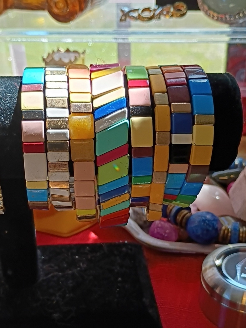 Multicolor Tile Stretch Bracelet Set - Women Jewelry